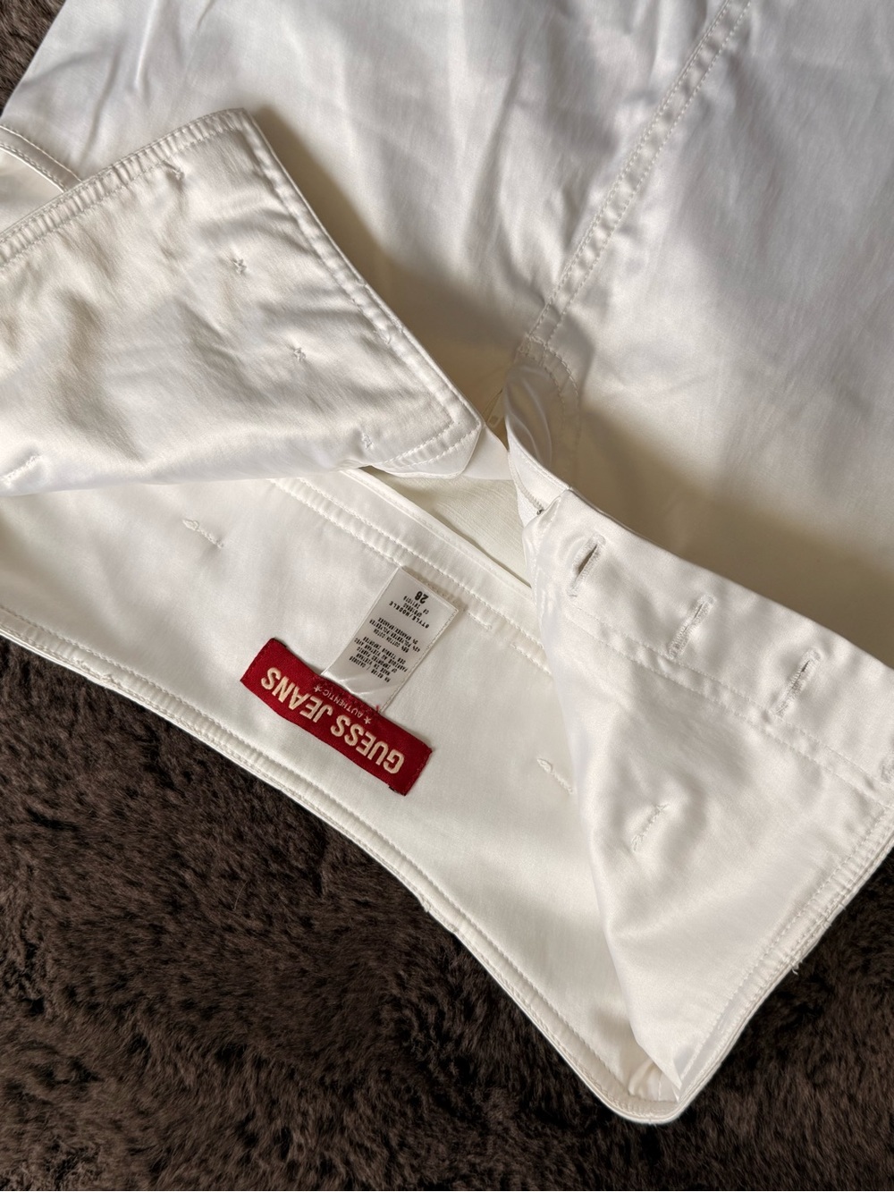 Y2K Vintage Guess White Midi Skirt with Red Logo Tag